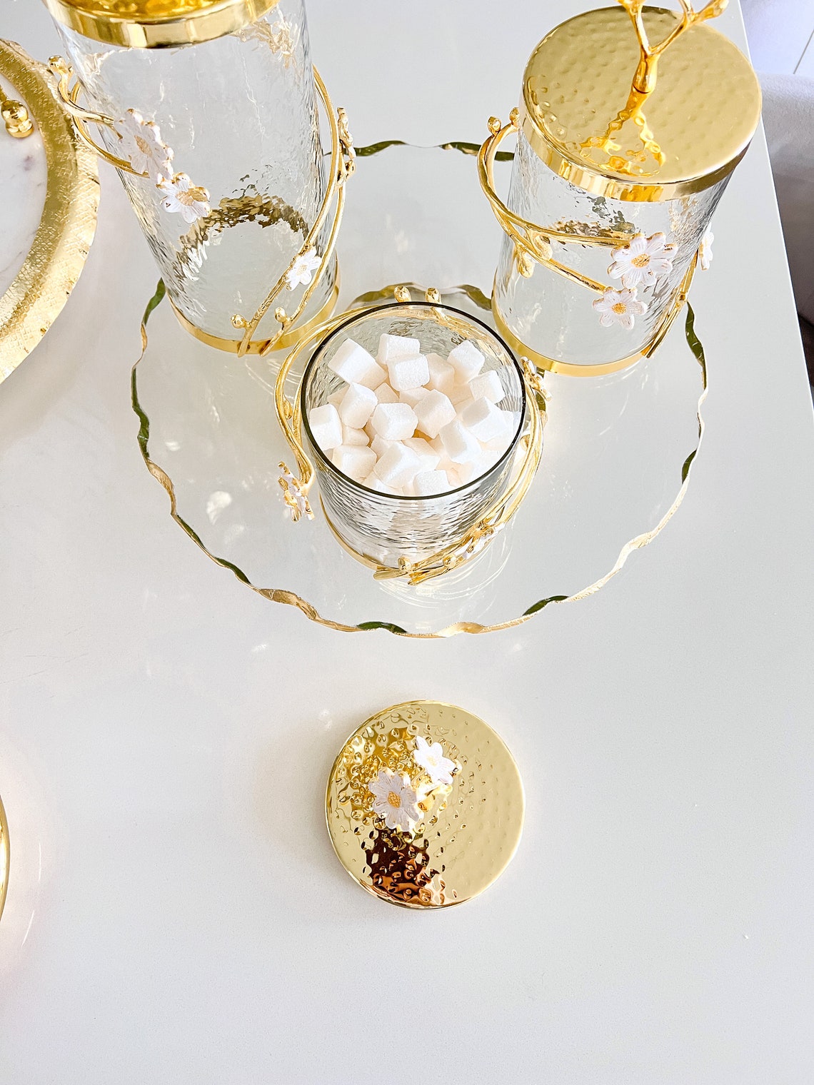 Gold Canister Gold Kitchen Canisters Gold Branch Canisters Etsy