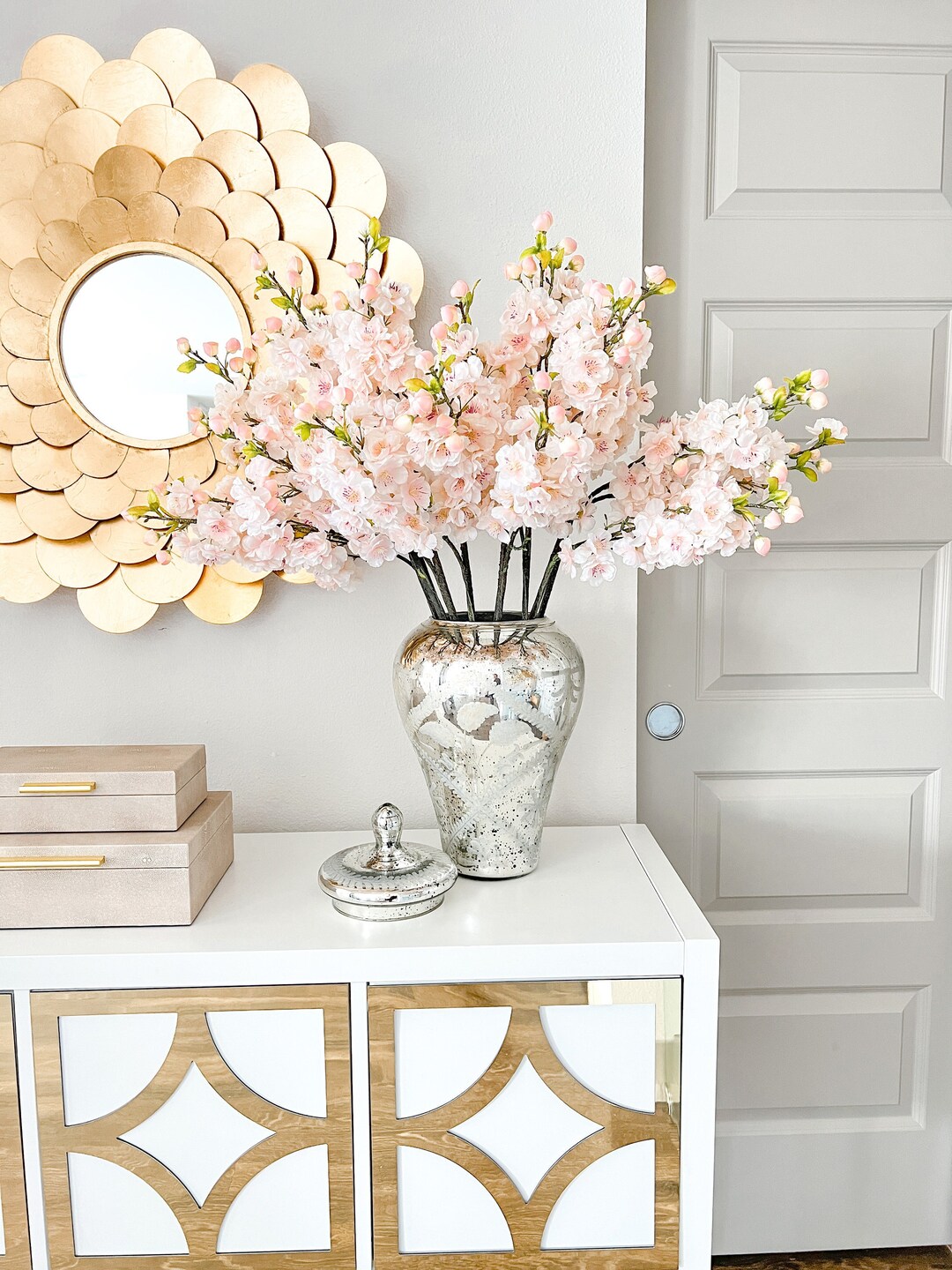 Silver Mirrored Ginger Jar Ginger Jar Silver Mirrored Vase Etsy