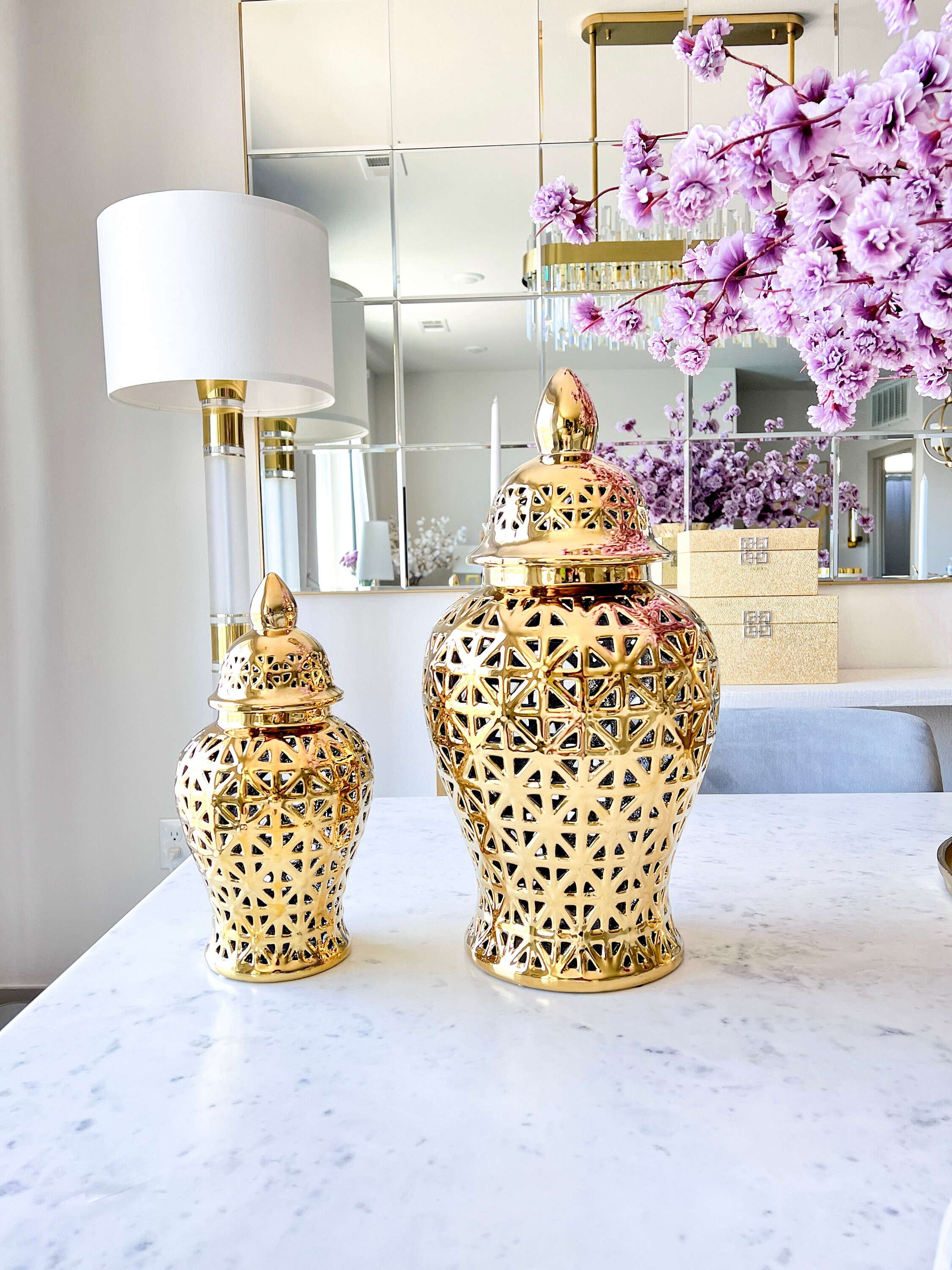 Gold Ginger Jar Gold Pierced Ginger Jar Glam Ginger Jar Etsy