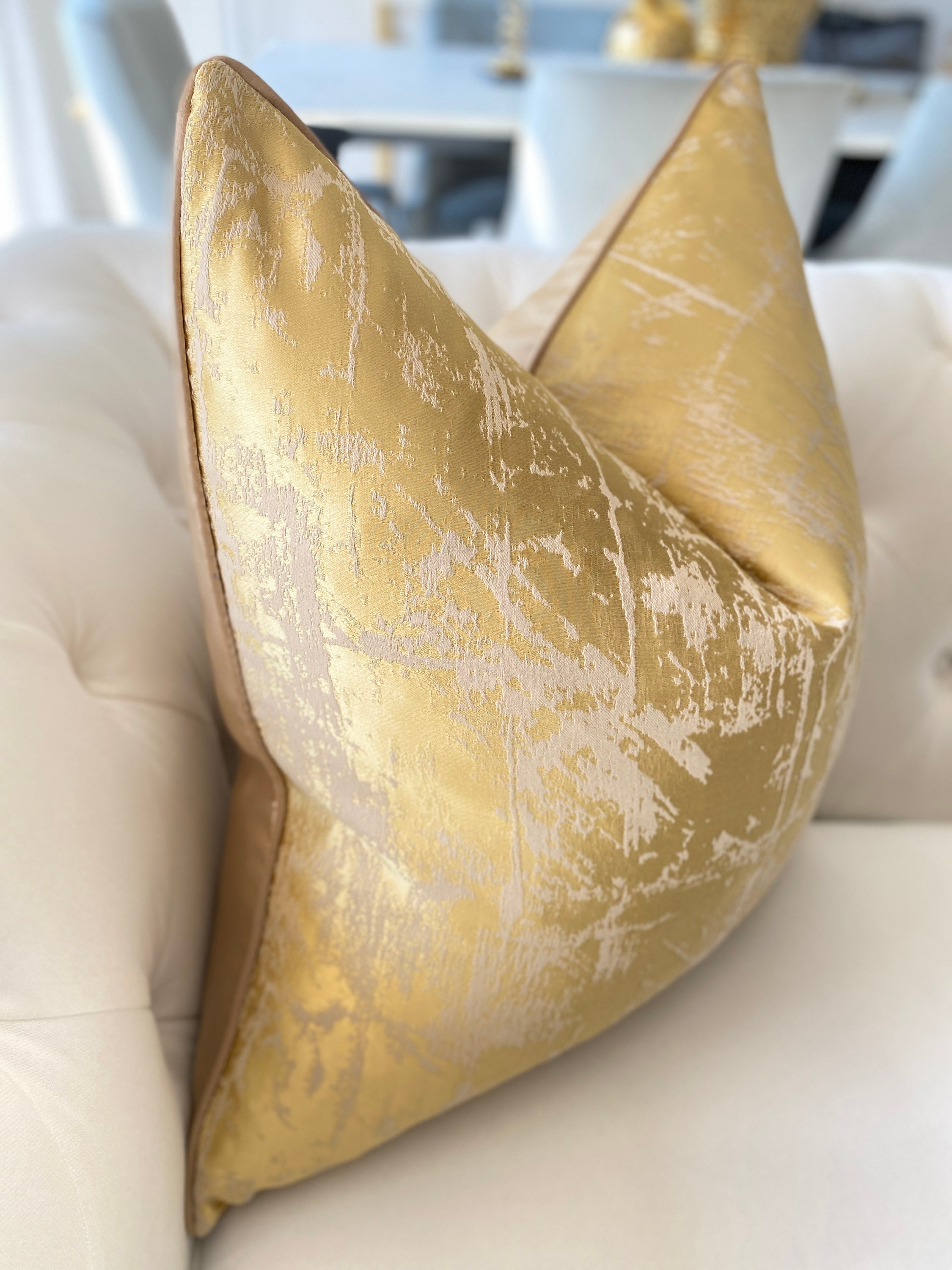 Metallic Gold Pillow Cover Gold Throw Pillow Gold Pattern Etsy