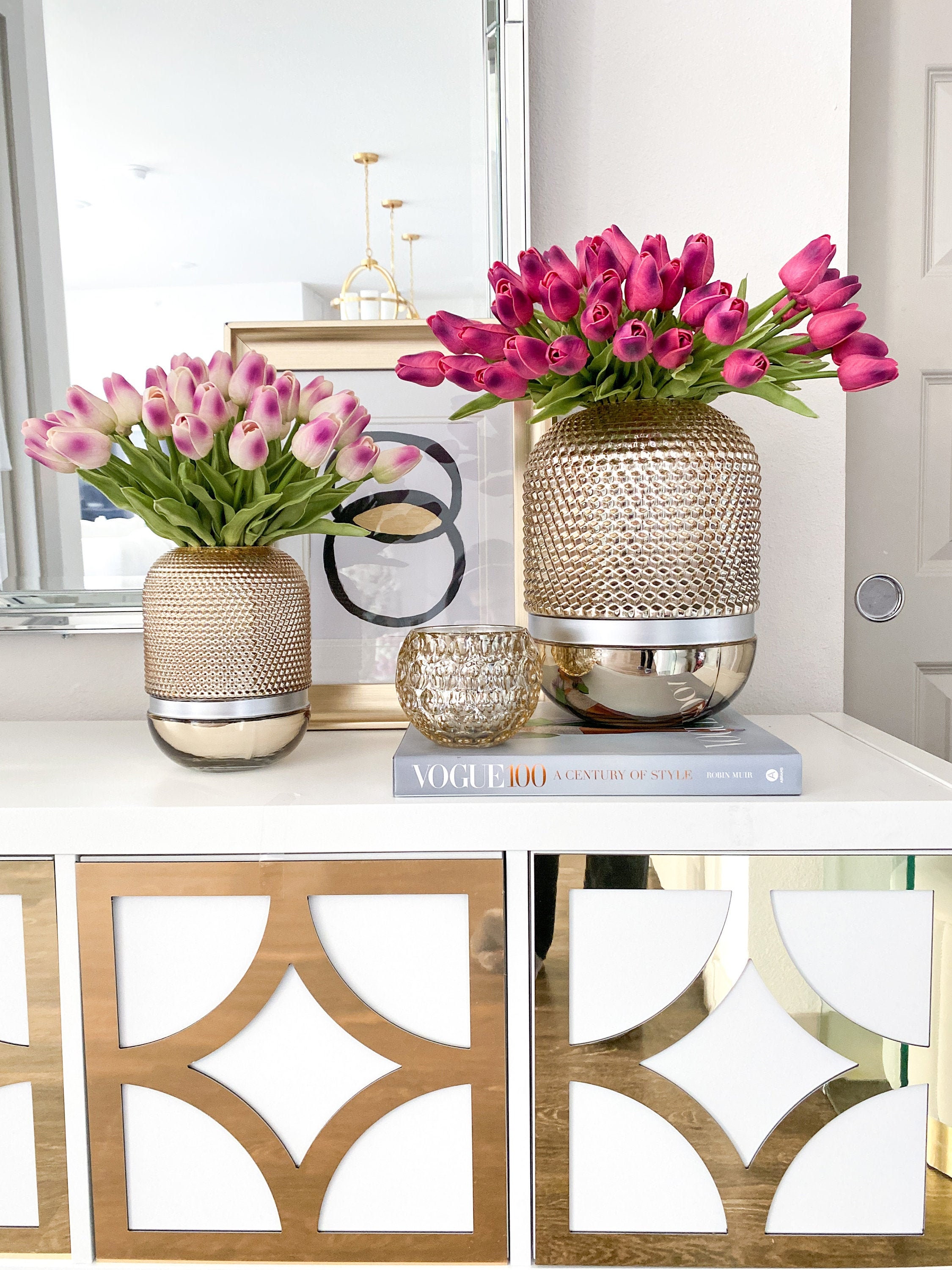 Gold Two Tone Glass Vase Gold Glass Vase Gold Flower Vase Etsy