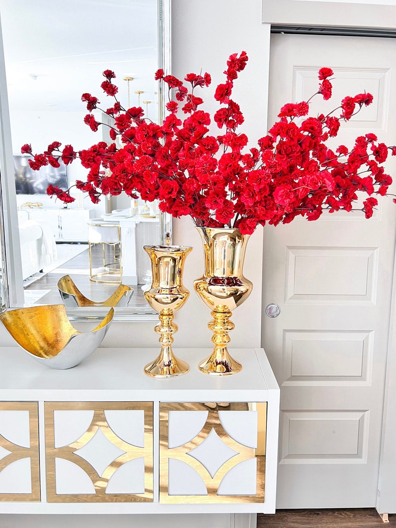 Gold Mirrored Vase Large Gold Flower Vase Gold Decorative Etsy