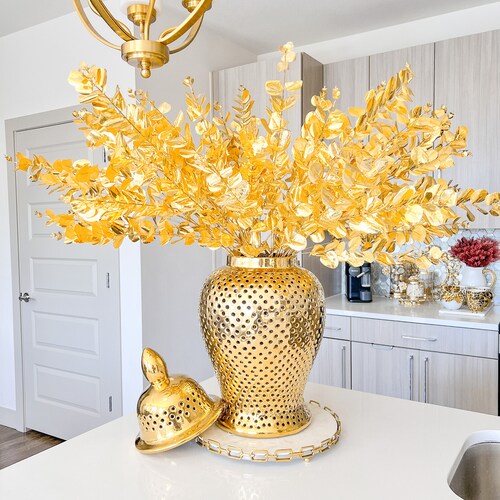 Gold Foil Stems pack of 3 Stems Sunset Gold Eucalyptus Etsy