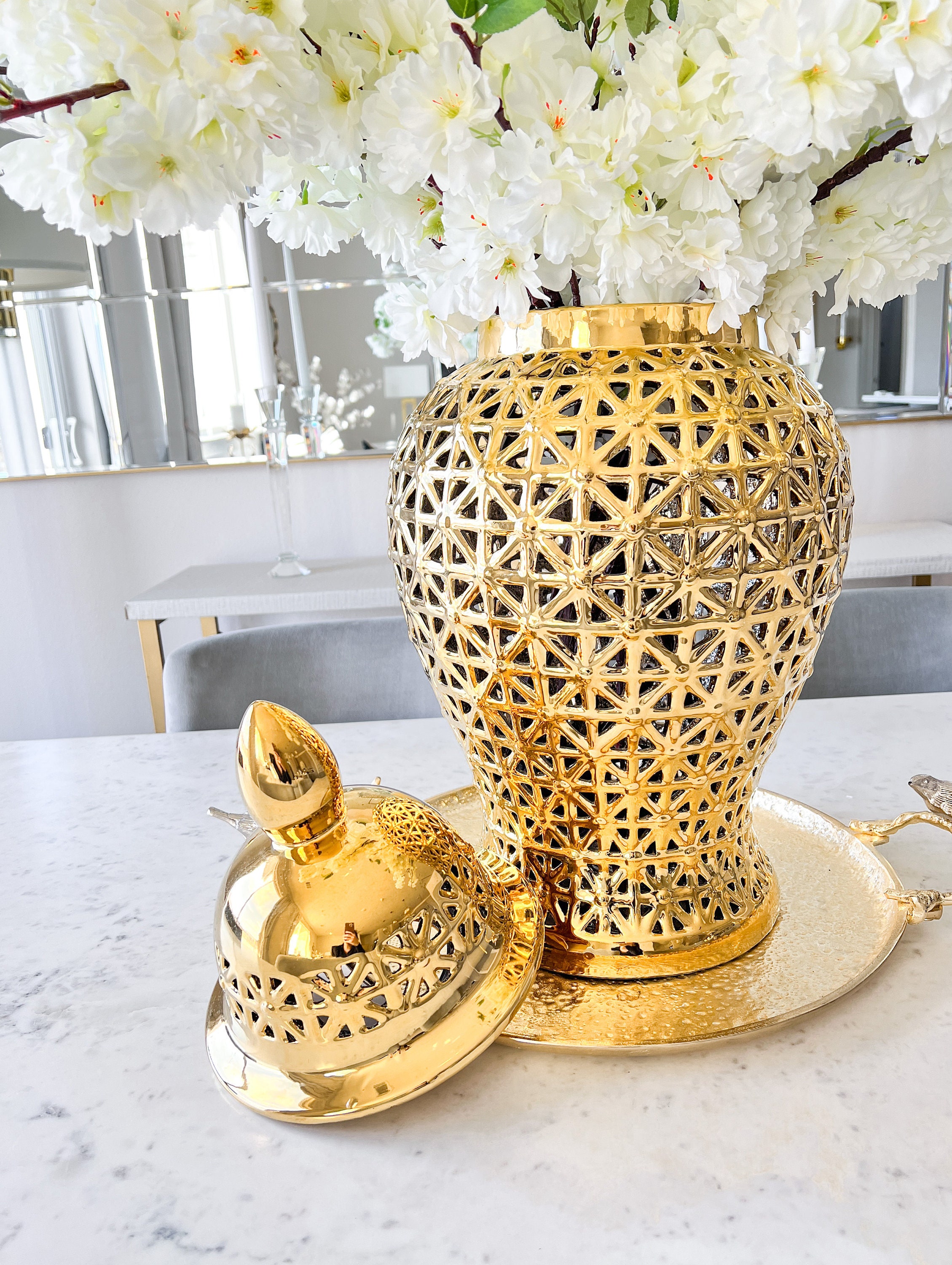 Gold Ginger Jar Gold Pierced Ginger Jar Glam Ginger Jar Etsy