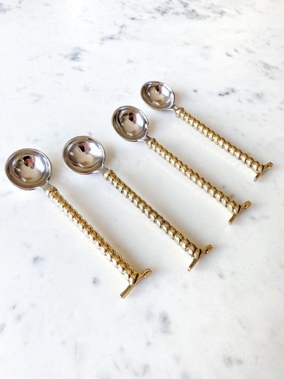 Gold Twisted Tea Spoon Gold Tea Spoon Gold Dessert Spoon Etsy