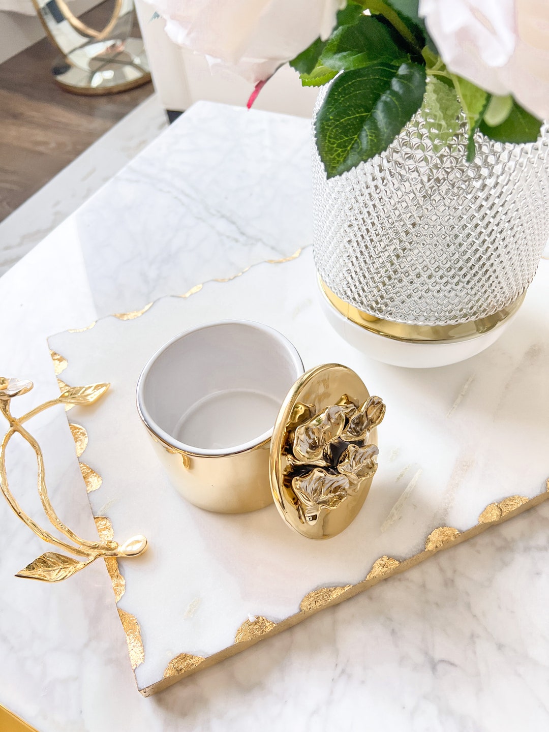 Gold Ceramic Decorative Box Gold Decorative Box Gold Jewelry Etsy