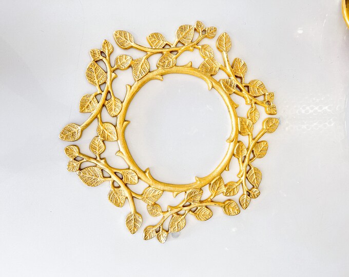 Gold Leaf Wreath Gold Metal Decorative Wreath Coffee Station Etsy