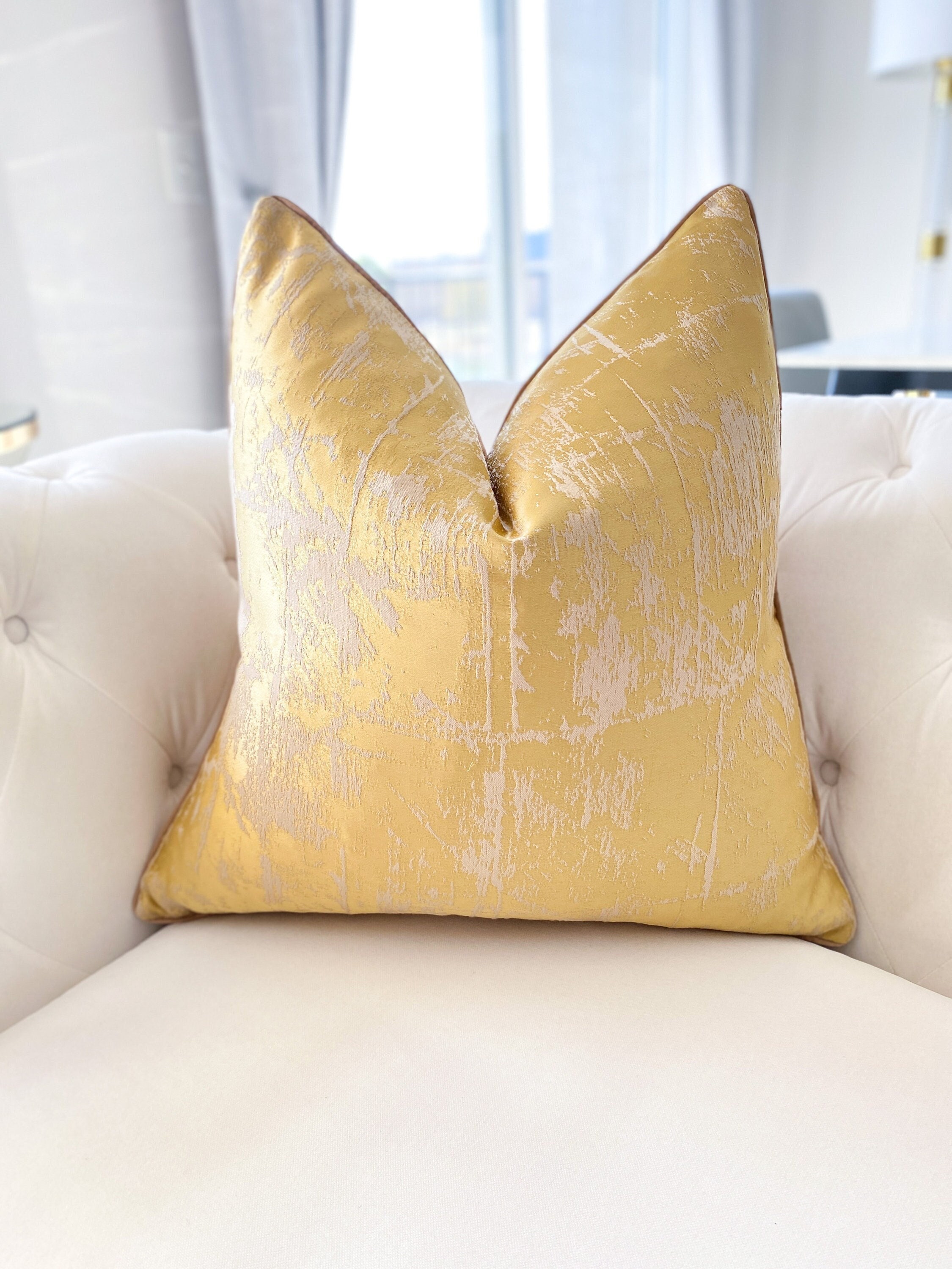 Metallic Gold Pillow Cover Gold Throw Pillow Gold Pattern Etsy