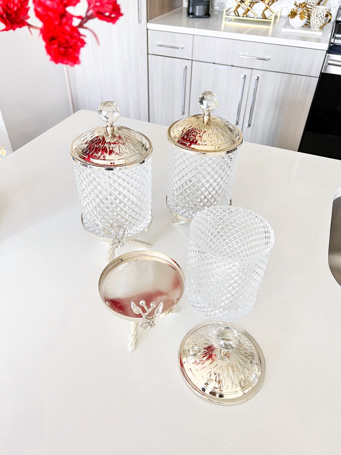 Silver Canisters set of 3 Silver Glam Canister Silver Etsy