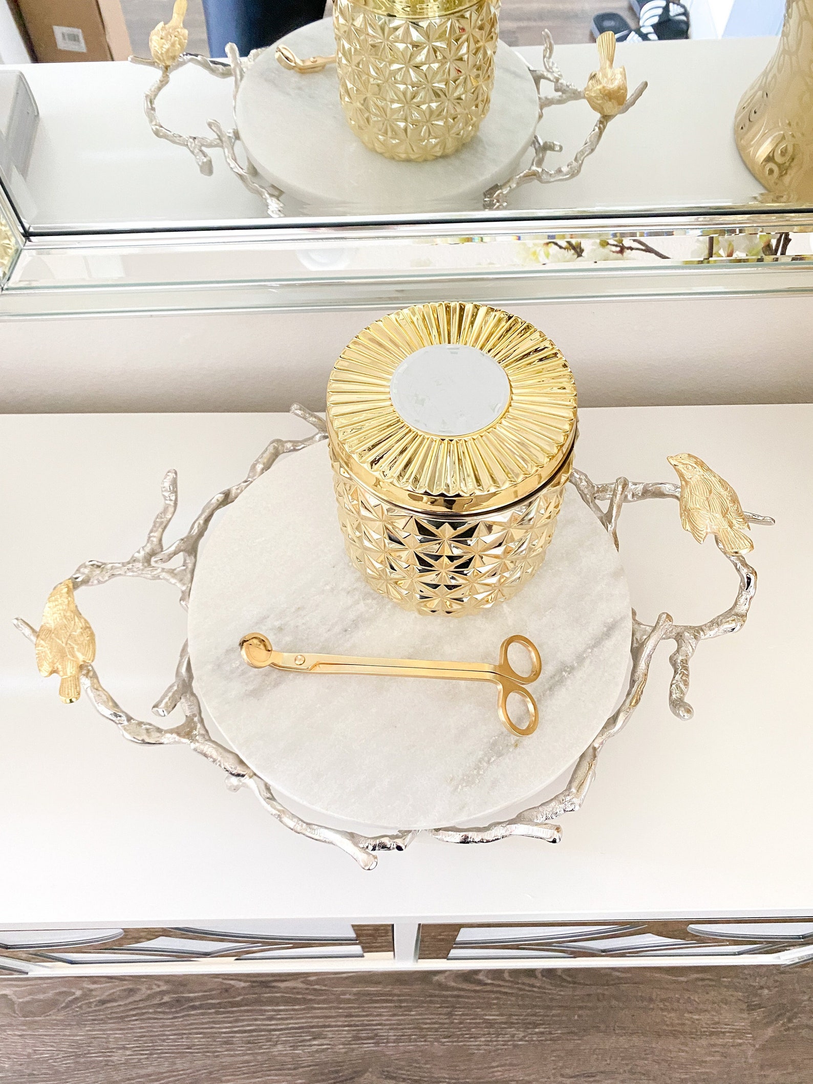 Round Marble Tray Marble Tray With Gold Handles Marble Etsy