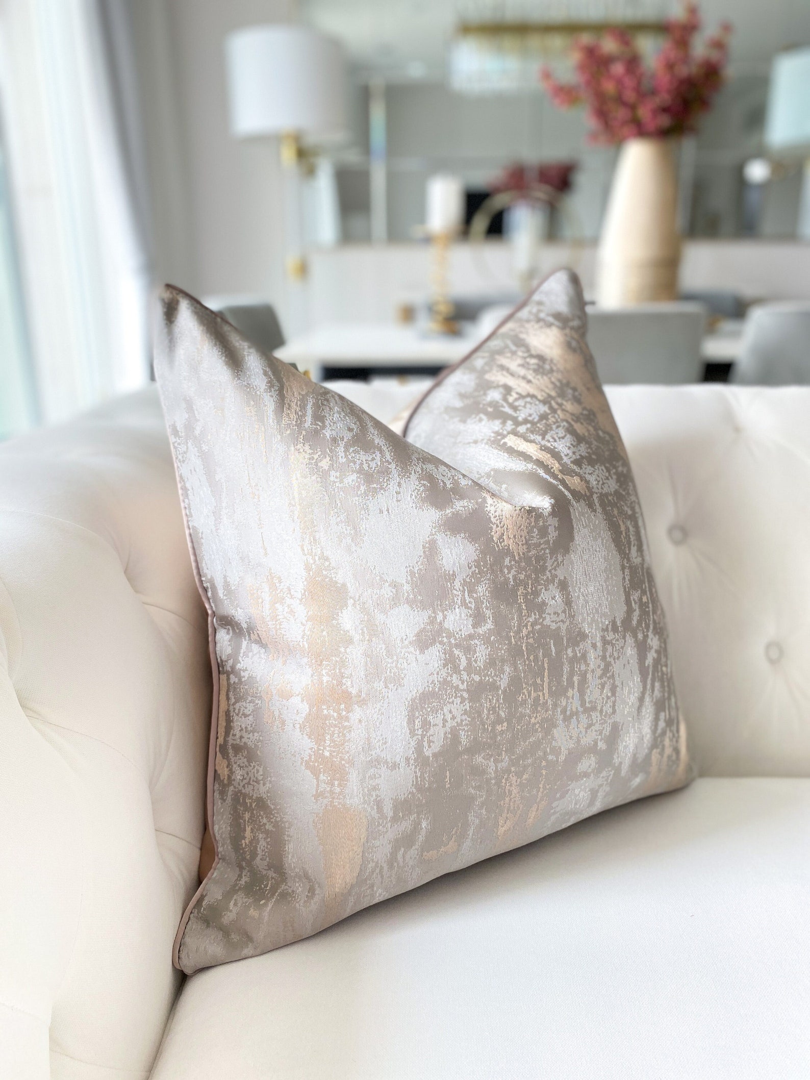Silver & Gold Pattern Pillow Cover Silver Throw Pillow Etsy