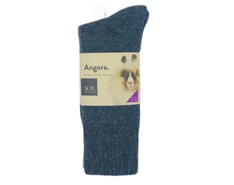 Angora Wool Blend Cushion Crew Socks -2 Pair Pack - Charcoal