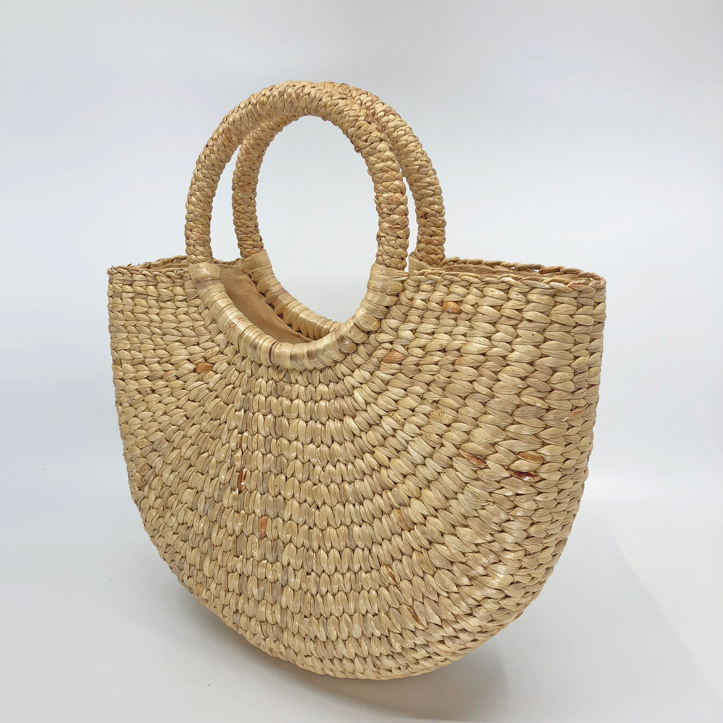 Thai Handmade Natural Water Hyacinth Straw Beach Bag Tote - Etsy España