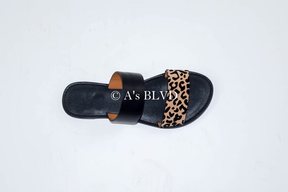 cheetah double strap sandals