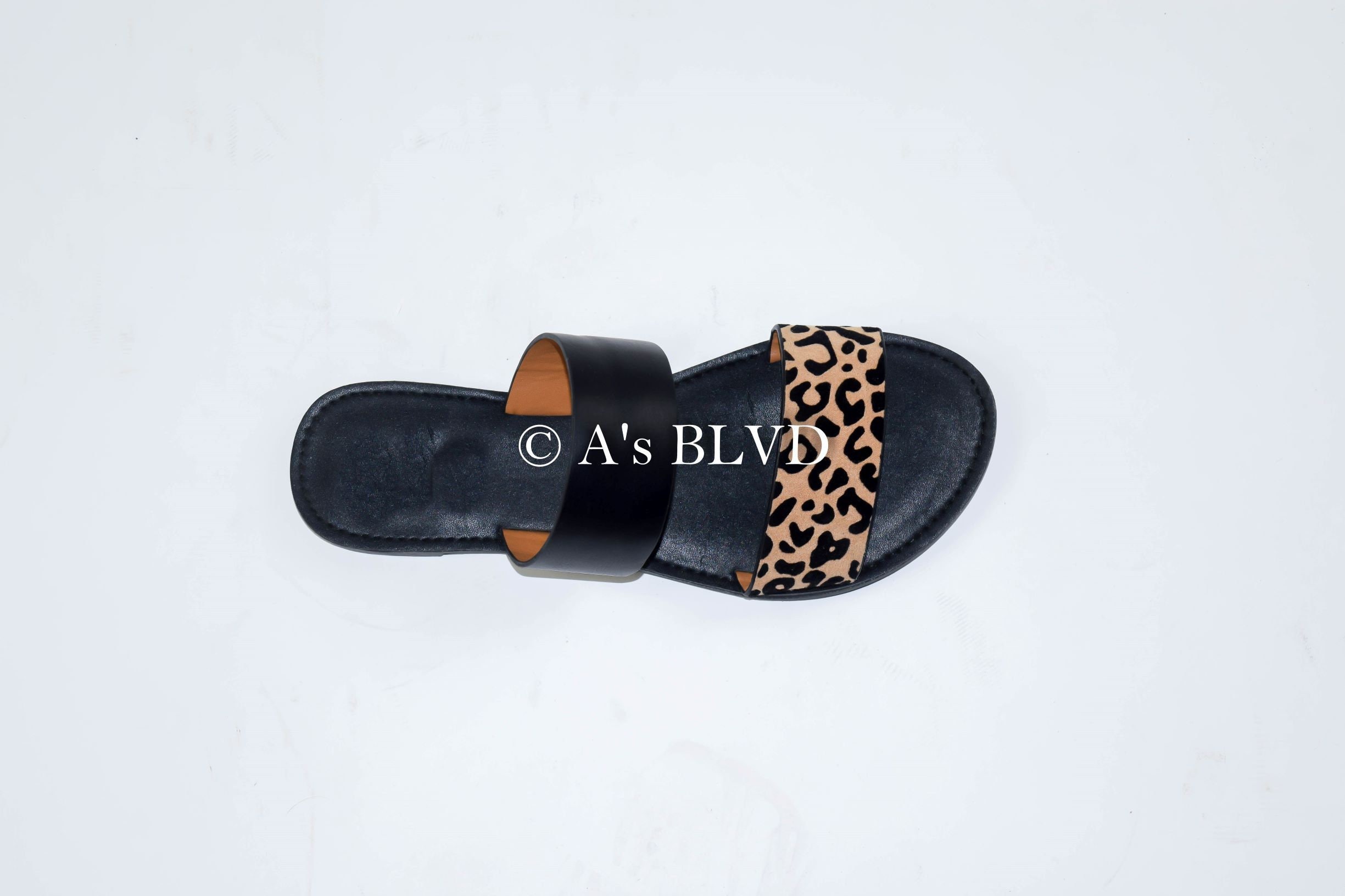 cheetah print double strap sandals