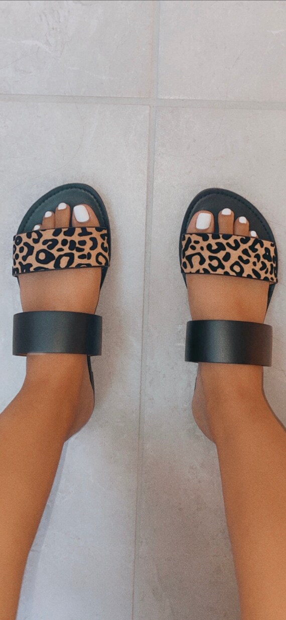 cheetah double strap sandals