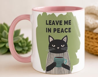 Tasse en céramique rétro chat noir impertinent, laissez-moi en paix s'il vous plaît