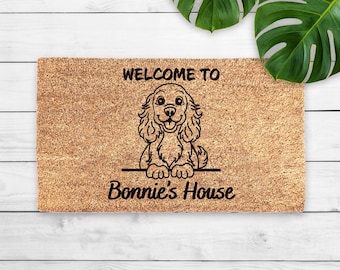 Paillasson épagneul personnalisé - Tapis de bienvenue personnalisé pour chien - Cadeau de pendaison de crémaillère