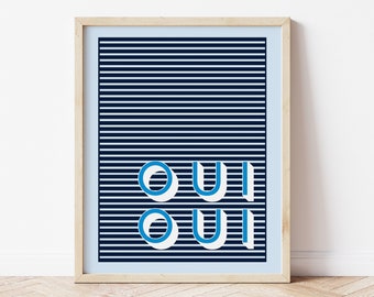 Oui Oui Print, Funny Bathroom Print, French Quote, Tyography Print, Toilet Poster, Toilet Humor, Cloakroom Wall Art, Bathroom Signs