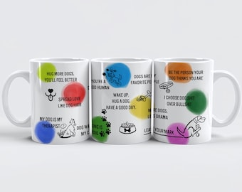 Mug pour chien amusant avec rappels quotidiens positifs - Cadeau pour amoureux des chiens - Tasse à café affirmations quotidiennes