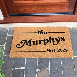 Last Name Custom Doormat - Wedding Gift Personalized Doormat - Housewarming Gift - New Home Gift - Family Name Welcome Mat - Engagement Gift