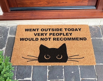 Paillasson drôle de chat - tapis de bienvenue « trop populaire » - cadeau d'amoureux d'animal de compagnie pour les casanier - cadeau de pendaison de crémaillère