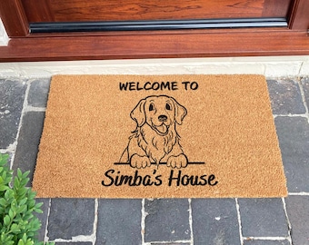 Cadeaux Golden Retriever - paillasson personnalisé - tapis de bienvenue pour chien - paillasson personnalisé - cadeau de pendaison de crémaillère