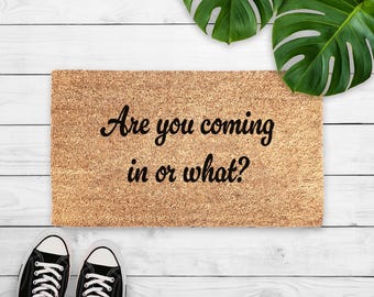 Paillasson Funny Are You Coming In Or What - Tapis de bienvenue sarcastique - Cadeau de pendaison de crémaillère