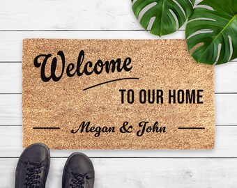 Custom Welcome To Our Home Doormat - Custom Doormat New Home Gift - Welcome Mat - Personalized Doormat - Custom Wedding Gift - Porch Decor