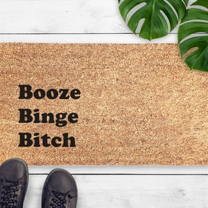Felpudo de borrachera - Felpudo divertido con letrero de reglas de la casa - Felpudo sarcástico de bienvenida - Regalo divertido para un nuevo hogar - Regalo divertido para un amigo