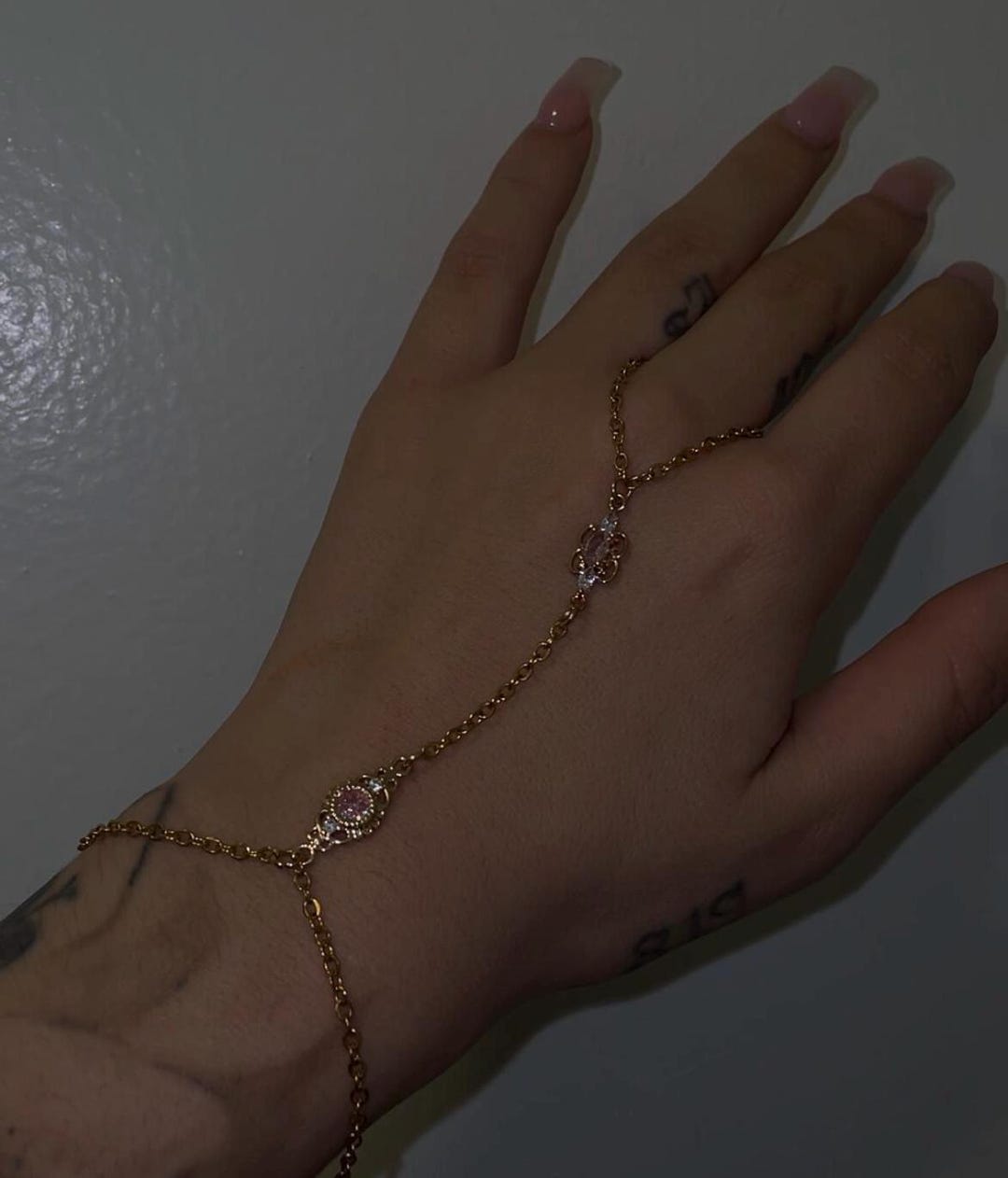Double Gem Hand Chain - Etsy