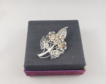 Vintage Sterling Silver Flower Brooch