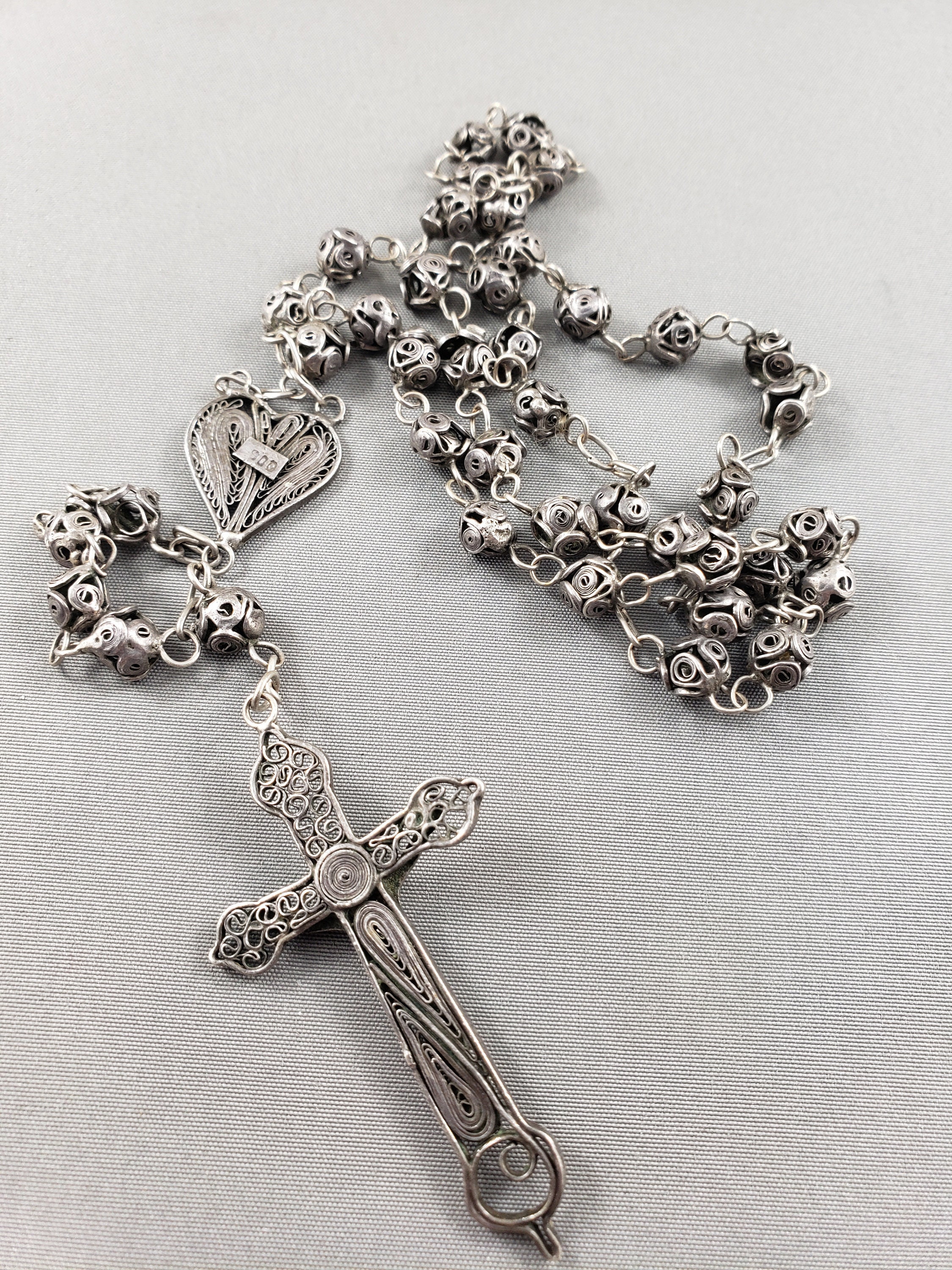Vintage 900 Silver Rosary - Etsy