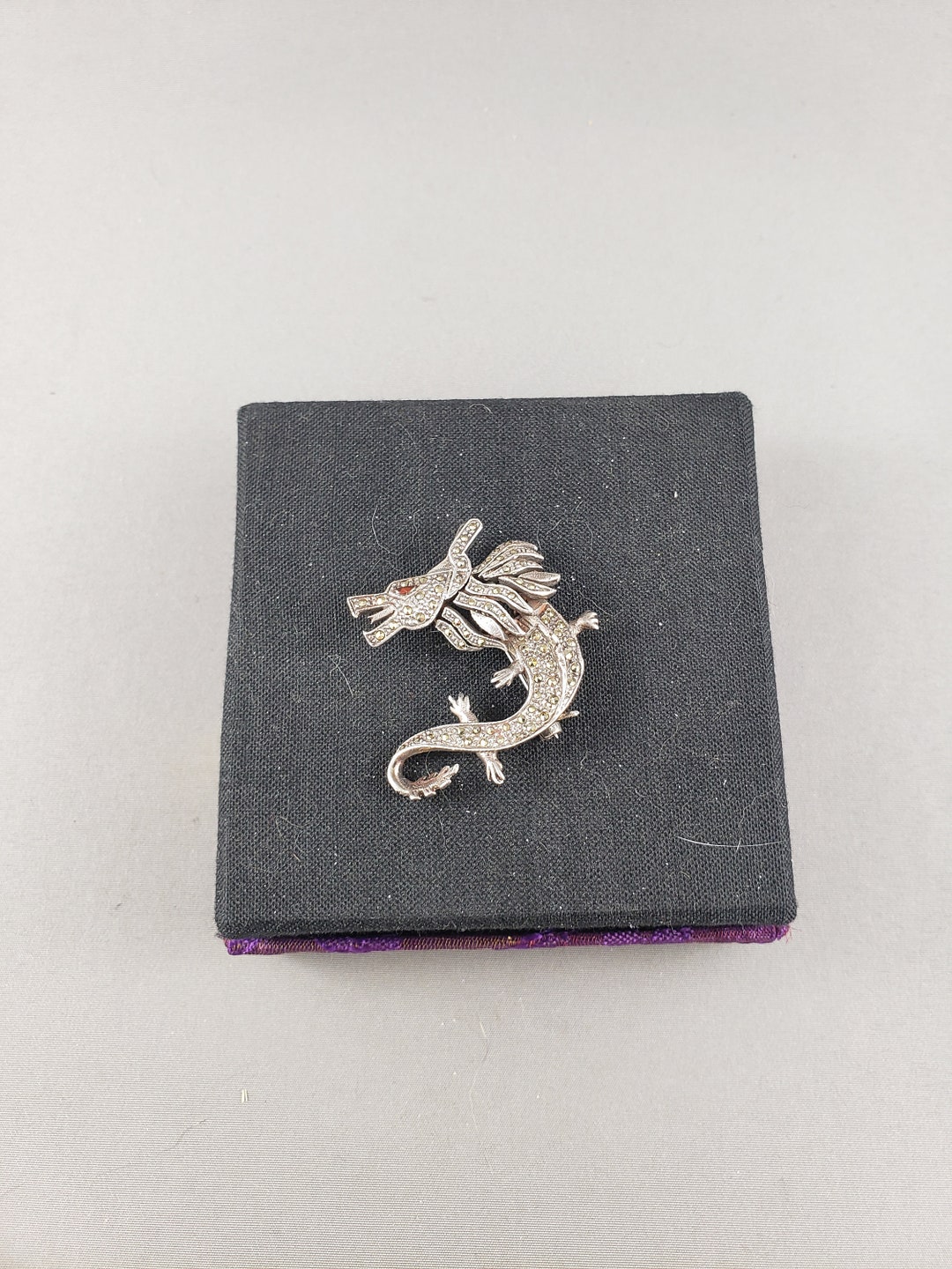 Vintage Sterling Silver Dragon Brooch - Etsy