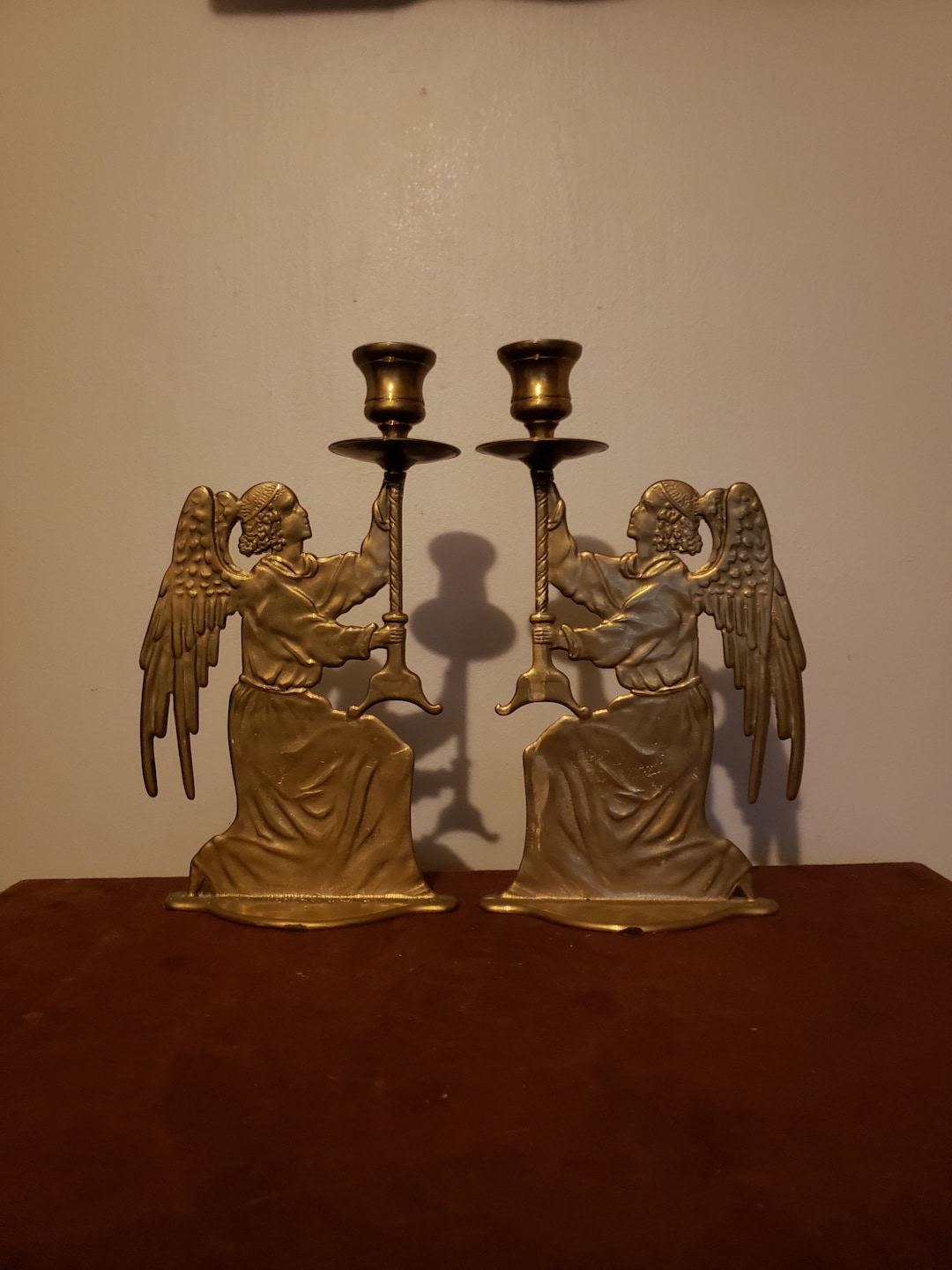Vintage Brass Angel Candle Holders Etsy