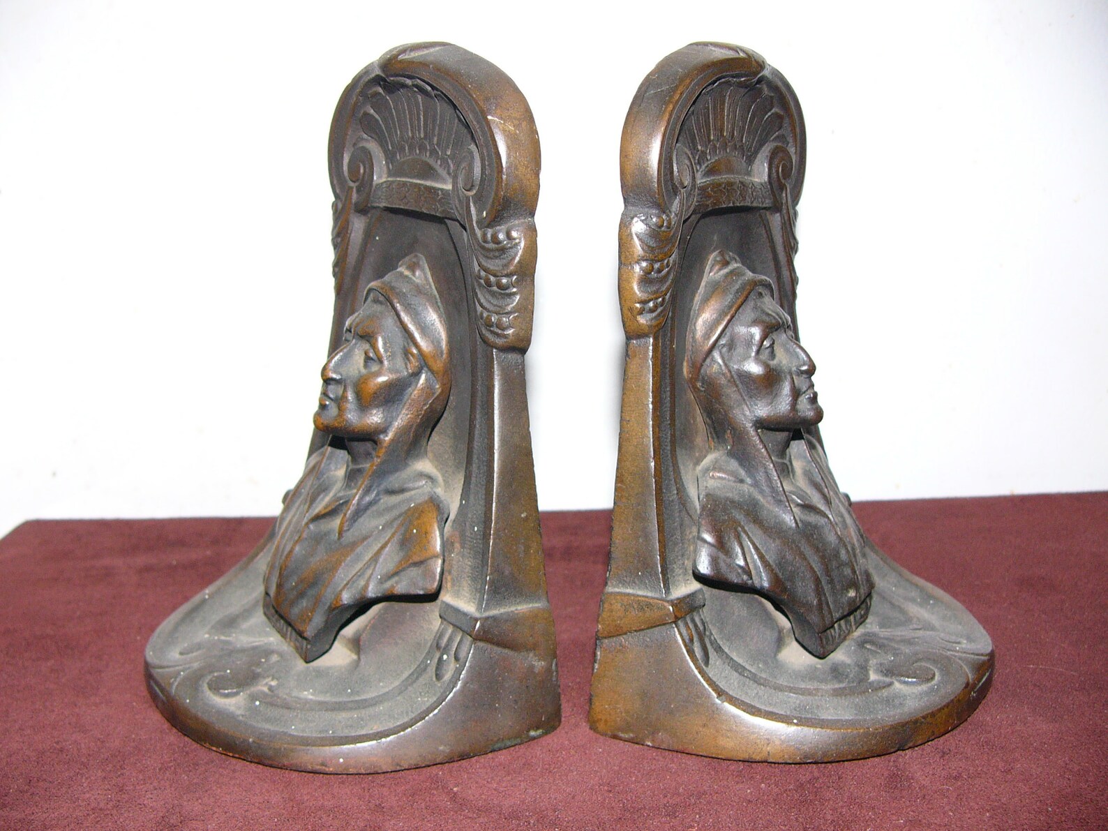 Vintage Bronze Dante Bust Bookends Etsy