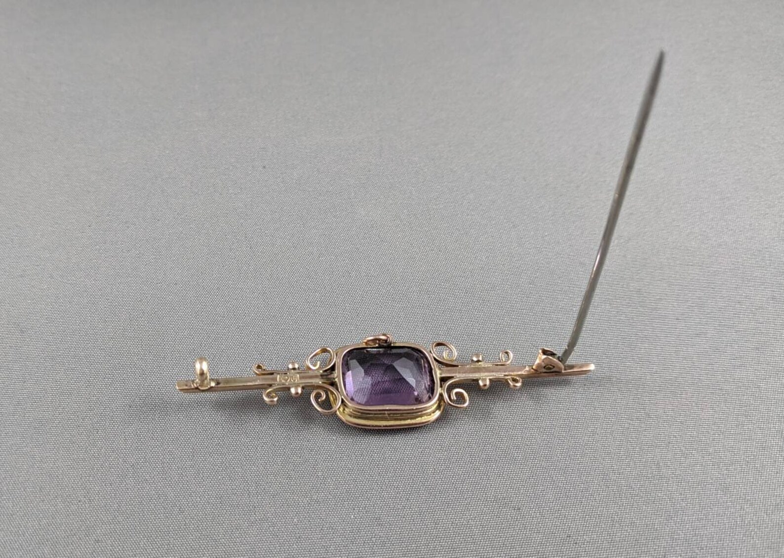 Antique Gold and Purple Stone Brooch Etsy UK