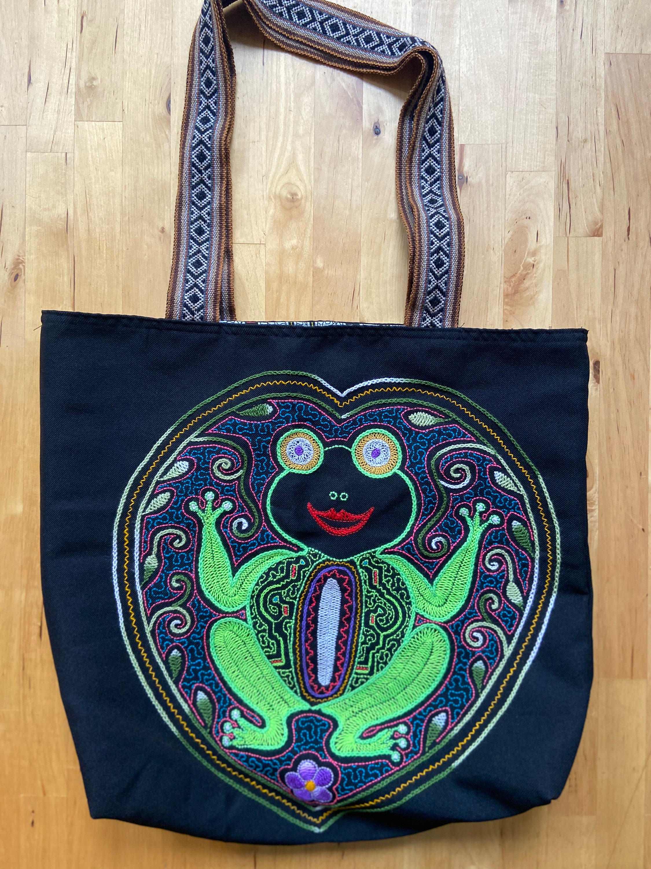 Kambo frog embroided shipibo medicine bag Bags & Purses Handbags Hobo Bags 