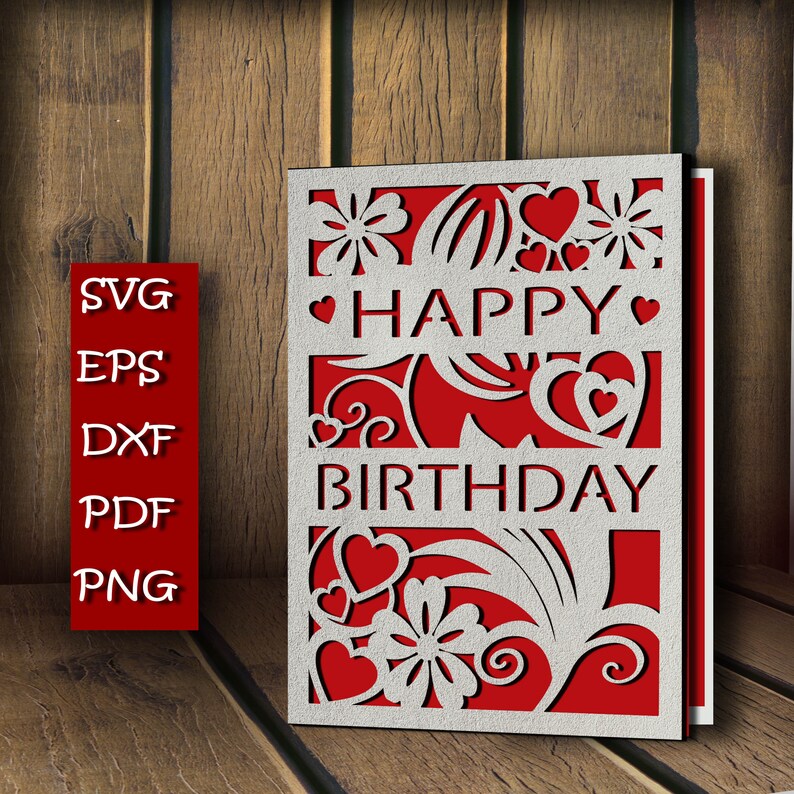 Download Cricut Happy Birthday Card Svg Papercut Lasercut Template Birthday Invitation Svg Birthday Svg For Boyfriend And Girlfriend Greeting Cards Paper Party Supplies