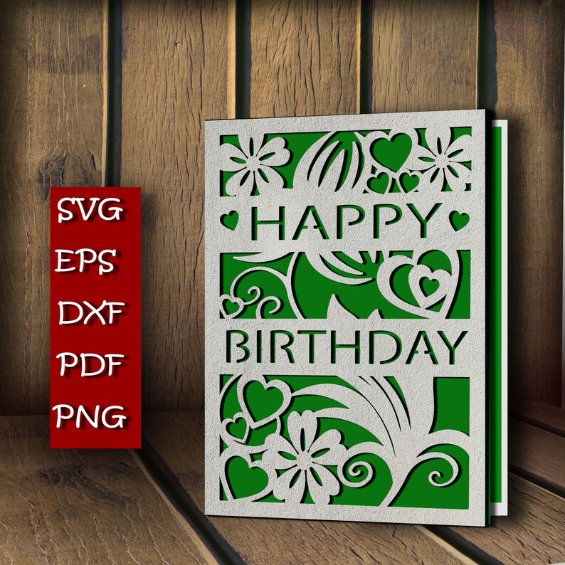 Cricut Happy Birthday Card Svg Papercut Lasercut Template Birthday Invitation Svg Birthday Svg For Boyfriend And Girlfriend Greeting Cards Paper Party Supplies