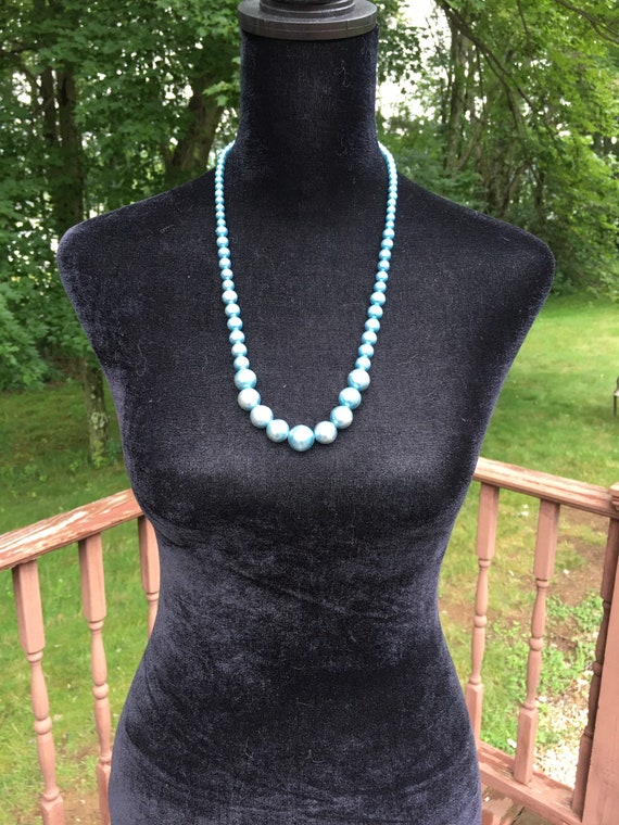 1960s Blue String of Faux Pearls