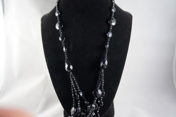 Black faceted bead multistrand necklace set - image 3