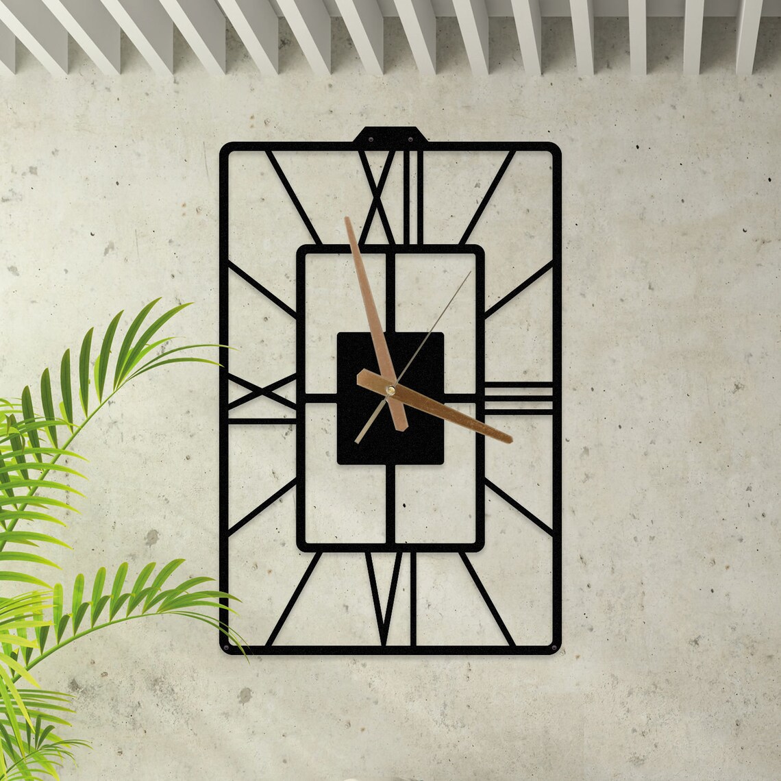 Large Square Metal Wall Clock with Abstract&Roman Numerals Etsy