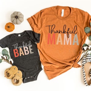 Camisa da mamãe agradecida, camisa do bebê agradecido, camisa da mãe, camisa do bebê, camisa do casal de Ação de Graças, camisa da mamãe e eu do Dia de Ação de Graças, camisa da mamãe e do bebê