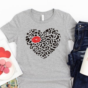 Leopard Heart Shirt,Valentine&#39;s Day Shirt,Valentines Day Shirts For Woman,Heart Shirt,Cute Valentine Shirt,Valentines Day Gift,Kiss Shirt