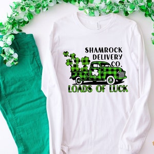 St. Patricks Buffalo Plaid Truck,Buffalo Plaid with Cheetah Shamrocks,St Paddys Day,Leprechaun,Shamrock,St Patrick&#39;s Family Matching Shirt