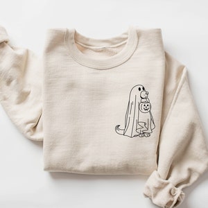 Halloween Sweatshirt,Halloween Sweater,Ghost Sweatshirt,Halloween Dog Sweatshirt,Ghost Dog Shirt,2023 Happy Halloween,Retro Spooky Season