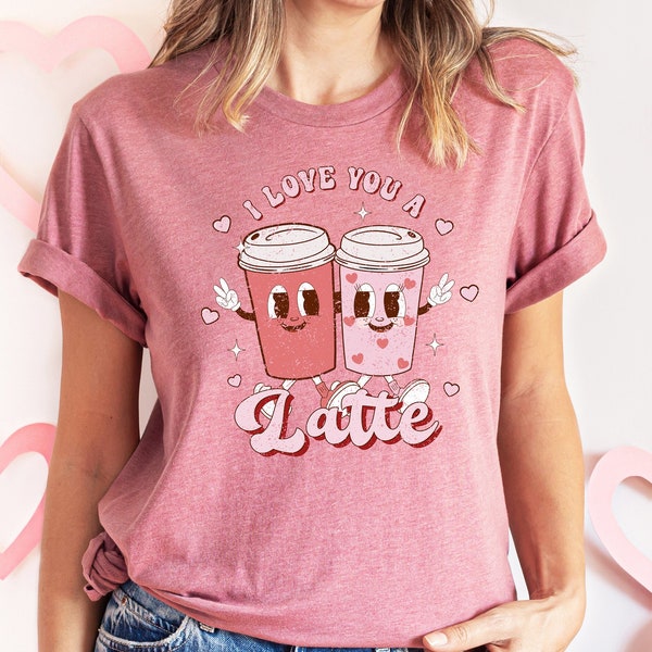 Women's Valentine's Day Graphic Tee - 'Be Mine' Cute Coffee Latte With Pink Hearts Design