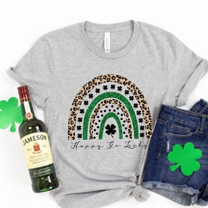 Happy Go Lucky Shirt, Rainbow Shirt, Women St Pattys Shirt, Lucky T-Shirt, Woman St Patricks Day Shirt, St Patrick&#39;s Day Tee