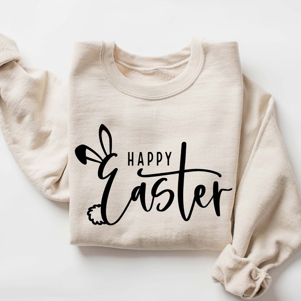 Happy Easter Sweatshirt, Womens Easter Shirt, Rabbit Sweatshirt, Bunny Sweatshirt, Funny Easter Sweater, Easter Gift, Cute Easter Shirt